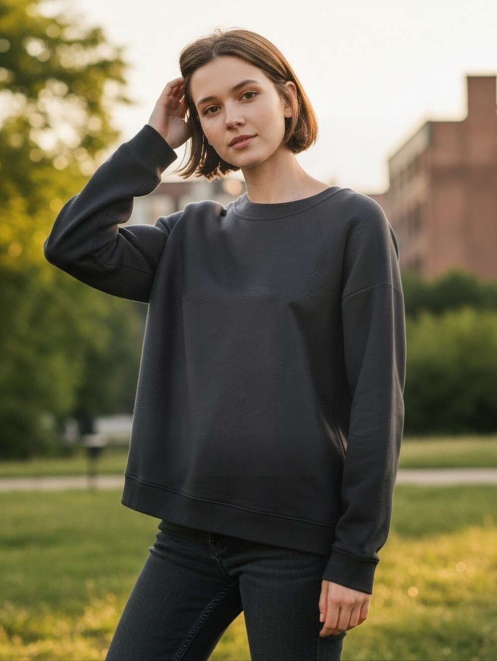 Cable & Gague Black Crocodile Pattern -  Oversized Classic Pullover Womens M